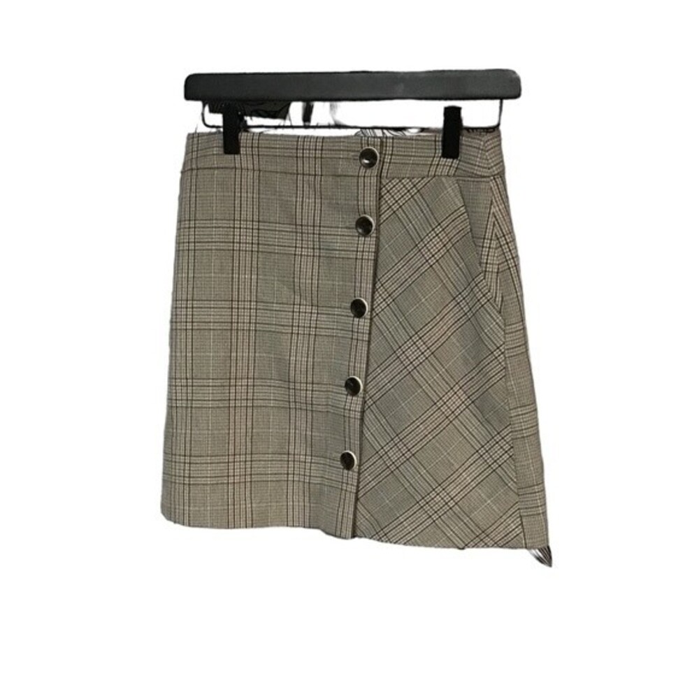 Formal office E.Land button up short pattern zip up mini skirt